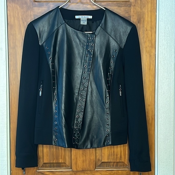 VINTAGE Peter Nygård | Black Faux Leather Moto Jacket | PS - Picture 1 of 7